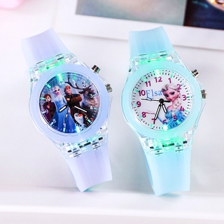 Frozen Pincess Elsa Kids Watches Colorful Flash Light Children Girls Birthday Gift Clock Wrist Watch