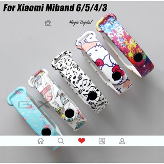 For Xiaomi Mi Band 6 5 Strap Camouflage Painted Silicone Wristband Bracelet Replacement for Miband 4 3 TPU Strap