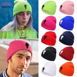 【COD】Solid Color Bonnet Hip-hop Casual Embroidery Beanie Hat Billie Eilish Hats