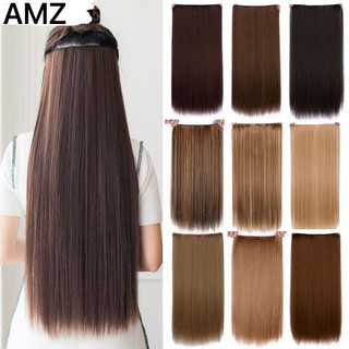 Long Straight Clip in one Piece Synthetic Hair Extension 5 Clips False Blonde Hair Black Hair Pieces
