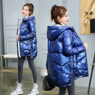 2021 New Winter Jacket Parkas Women Glossy Down Cotton Jacket Hooded Parka Warm Female Cotton Padded