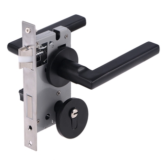European Style Aluminum Silent Door Knob Lock Set for Bedroom Bathroom (Black)