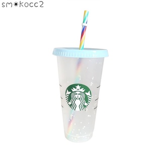 ☆COD☆ Color Changing Confetti Reusable Plastic Tumbler with Lid and Straw Cold Cup, 24 fl oz, Set of 1 or 5 【SMOKOCC2】
