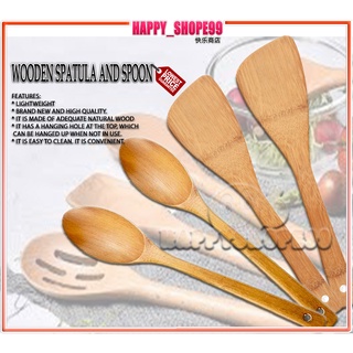 Flat Wooden Spoon Paddle Spatula Natural Wood Turner Sandok