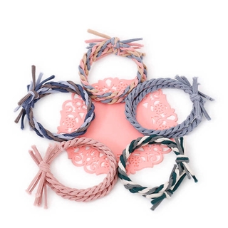 Korean version of color-blocking twist braid high elasticity bold hair rope hair band hand-woven knotted hair rope