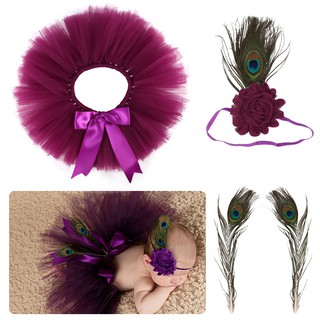 [Ready Stock】2pcs/set Newborn Baby Girl Tutu Skirt + Floral Headband Photography Props Outfits (3)