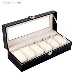 DFBGDF10.2❂﹍▦Watch Box 6 Grid Leather Display Jewelry Case Organizer