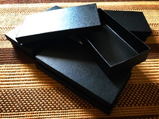 6 x 3 x 1 inch Black Box with White Shredded Paper Fillers (3)