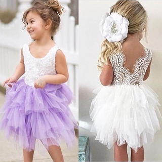 [NNJXD]Lace Flower Girl Princess Party Birthday Tutu Summer Dress