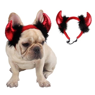 RAN Halloween Pet Horned Vampire Devil Headband for Cats Puppy Cosplay Headdress Costumes Funny Holiday Clothes for Night Bloody Party Pet Individual Decoration Accessories
