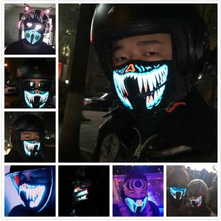 Half Face Halloween LED Mask Bright Colorful Lightweight Rave Music Luminous Scary Light Mask High-quality Glowing Voice Control Mask