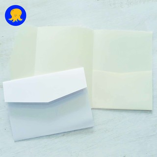 Matte White and Ivory Pocketfold trifold Envelopes for Invitations
