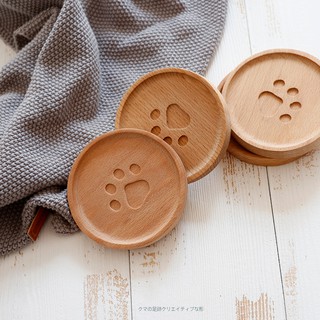 Creative bear paw coaster mug mugs tea cup coffee cup insulation pad beech solid wood coaster anti-scalding pad (5)