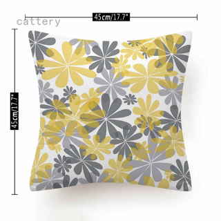 cattery.ph Yellow Gray Pillow Case Sofa Home Throw Cushion Cover Printing Flower Pillowcase