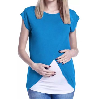 Pre-loved Women's Maternity Nursing Wrap Top Cap Sleeves Double Layer Blouse T-Shirt Medium