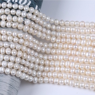 Wholesale 6-7mm white near round oval shape freshwater pearl strand potato shape string normal quality