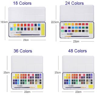18/24/36/48 Colors Solid Paint Set Metal Iron Box Watercolor Painting Pigment Art (9)