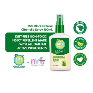 Bite Block Naturals Insect Repellent Citronella Spray 100mL. DEET-free, all natural and non-toxic