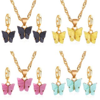 lrcra Sweet Butterfly Necklace Acrylic Color Clavicle Chain (1)