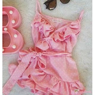 ღ♛ღNewborn Baby Girl Cotton Clothes Polka Dot Ruffle Dress Summer Outfit Set