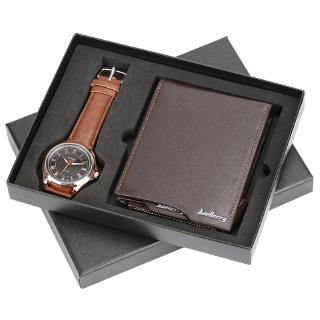Men's Wallet PU Leather Zipper Wallets Analog Quartz Wrist Watch for Male Best Gift