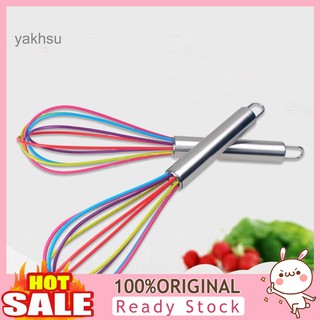 yak.cfgj_Stainless Steel Handle Silicone Balloon Wire Egg Beater Whisk Mixer Kitchen Tool