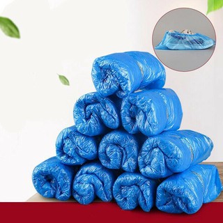 100 Disposable Shoe Cover Blue Anti Slip Plastic Cleaning Overshoes Boot (5)