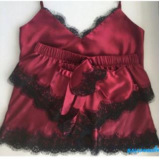 ❀ℳay-Sexy Sissy 2pcs Women Sexy Satin Lace Sleepwear Babydoll Lingerie Nightdress Pajamas Set (5)