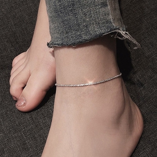 Fashion 925 Silver Shiny Chain Anklet Women Foot Jewelry Bracelet Barefoot
