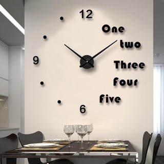 Amaze 【ready stock】Fashion Large Size 3D Mirror Surface DIY Wall Clock for Living Room(without Battery) (1)
