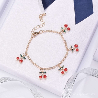Creative Cute Red Cherry Bracelets & Bangle Gold Jewelry Fashion Girl Student Dress Bracelet Jewelry (1)