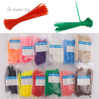 Dreaming Nylon Cable Ties 100pcs 10 Color Plastic Zip Tie Black Wire Binding Wrap Straps