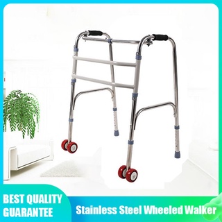 Stainless Steel Wheeled Walker Foldable Crutches For the Elderly Rehabilitation Training