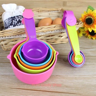 1set measuring spoon+1set measuring cup color thickening set with scale spoon kitchen baking tools