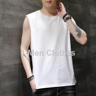 【Pre-sale】【COD】♙❀❁Pure cotton sleeveless t-shirt men's summer vest waistcoat trendy knitted loose fi (1)