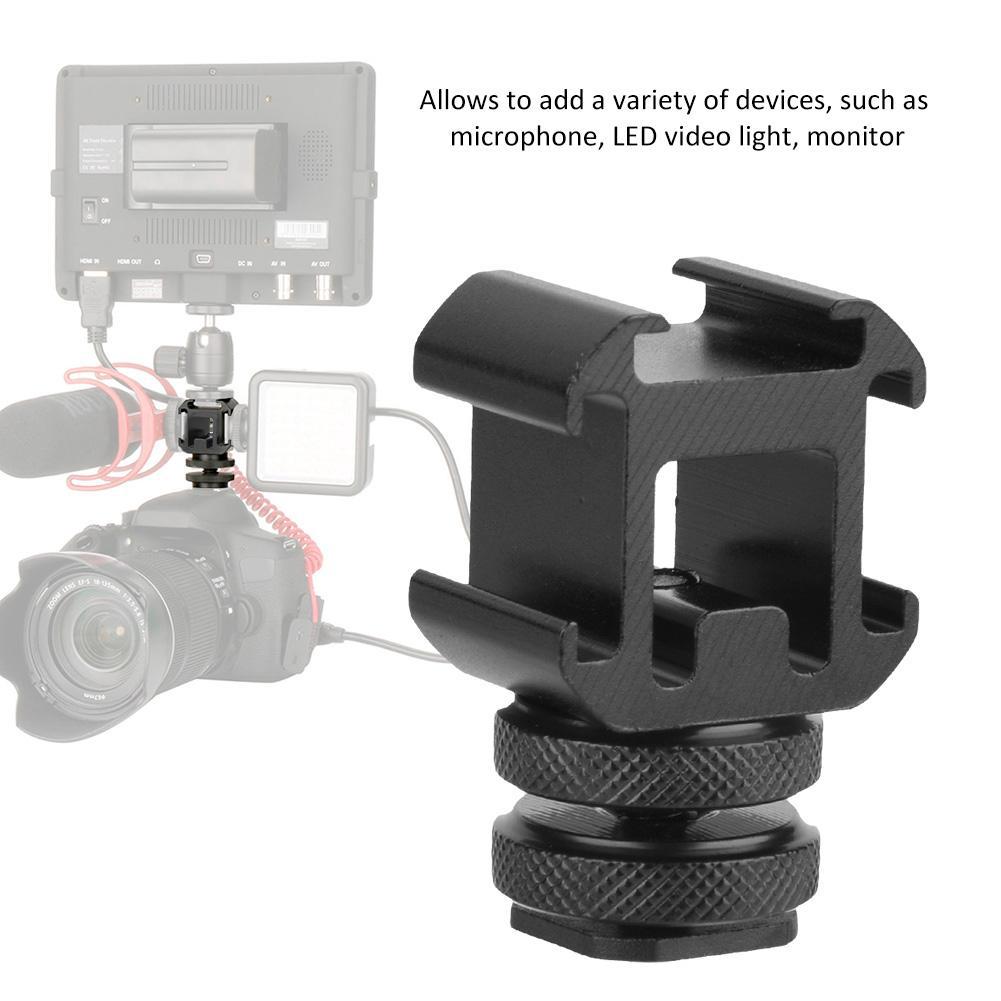 Triple Hot Shoe Base Mount Adapter Extend Holder for Microphone Monitor LED Video Light