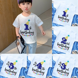 IT'S My Birthday1-5 Years Old Children's Birthday Party T-shirt Summer Baby Boy Short Sleeve