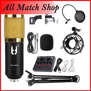 v8 sound card with microphone condenser set All Match Shop BM-800 Condenser Microphone Kit With V8 M