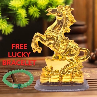Feng Shui Decor Golden Horse lucky charm horse - Success Horse.Free lucky bracelet