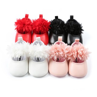 BBWORLD Lace Flower PU Girl Shoes Anti-slip Princess Shoes (1)