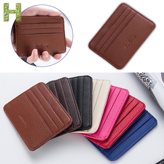 Fashion Women Slim Minimalist Wallet PU Leather Credit Card Holder Short Purse