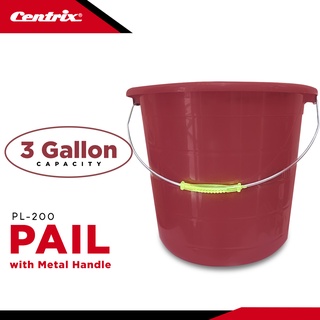Centrix PL-200 Durable and Long Lasting Pail with Metal Handle Plastic Bucket for Laundry and Bath W