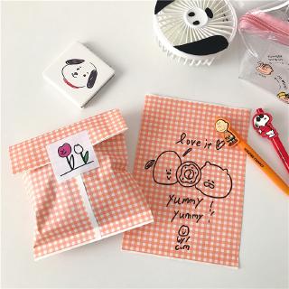 【₱ 400 libreng pagpapadala】Ins orange plaid cartoon small paper bag packaging bag gift bag candy cute posing