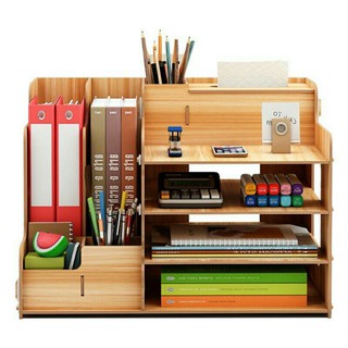 Wooden Desktop Organizer Light Weight Office Supplies Books Holder Paper