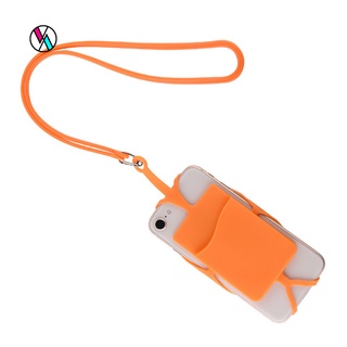 {COD} Silicone Phone Back Case Card Holder with Lanyard Sling Necklace Strap Neck Cord
