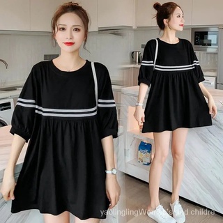 New Women's Clothing Women's Clothing Summer Short-Sleeve Large-Size Loose-Fit Solid Color Dress