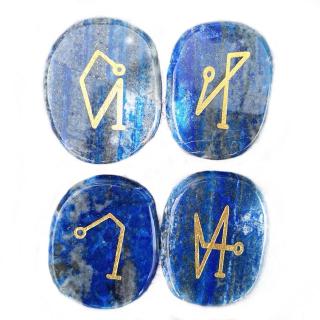 Natural Lapis Lazuli Stone Chakra Crystal Archangel Symbols Set Palm Stones Crystals Reiki Healing 4pcs Home Decor Wholesale