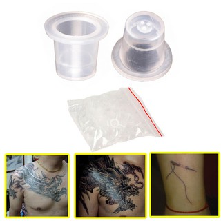 100Pcs Profession Tattoo Pigment Ink Cup Caps Small Medium Transparent