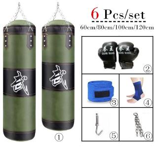 6 Pcs/set Army Green Boxing Sandbag Striking Drop Hollow Empty Sand Bag with Chain Martial Art Training Punch Target
