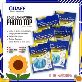 QUAFF Photo Top / Cold Laminating Film A4 Size 80micron (20 sheets per pack)